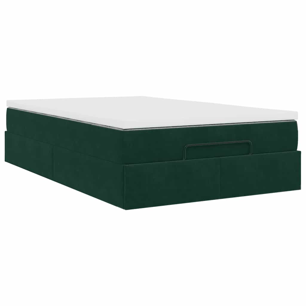 Pouf Letto con Materasso Verde Scuro 120x190 cm Velluto | homemem39