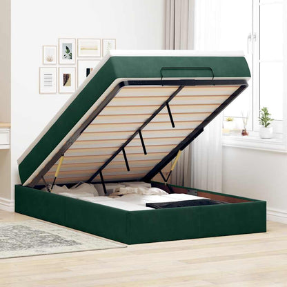 Pouf Letto con Materasso Verde Scuro 120x190 cm Velluto | homemem39