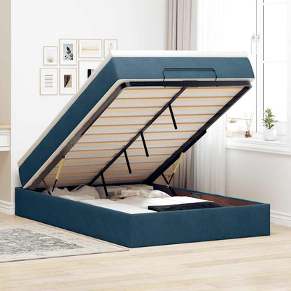 Pouf Letto con Materasso Blu Scuro 120x190 cm Velluto | homemem39