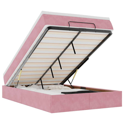 Pouf Letto con Materasso Rosa 120x190 cm Velluto