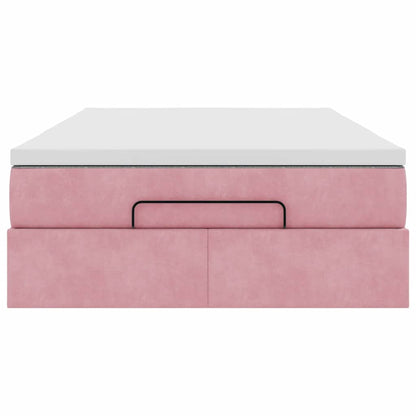 Pouf Letto con Materasso Rosa 120x190 cm Velluto