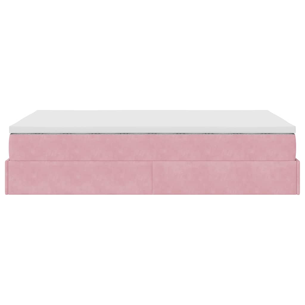 Pouf Letto con Materasso Rosa 120x190 cm Velluto
