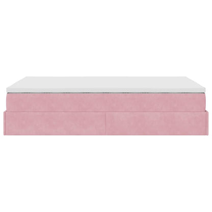 Pouf Letto con Materasso Rosa 120x190 cm Velluto