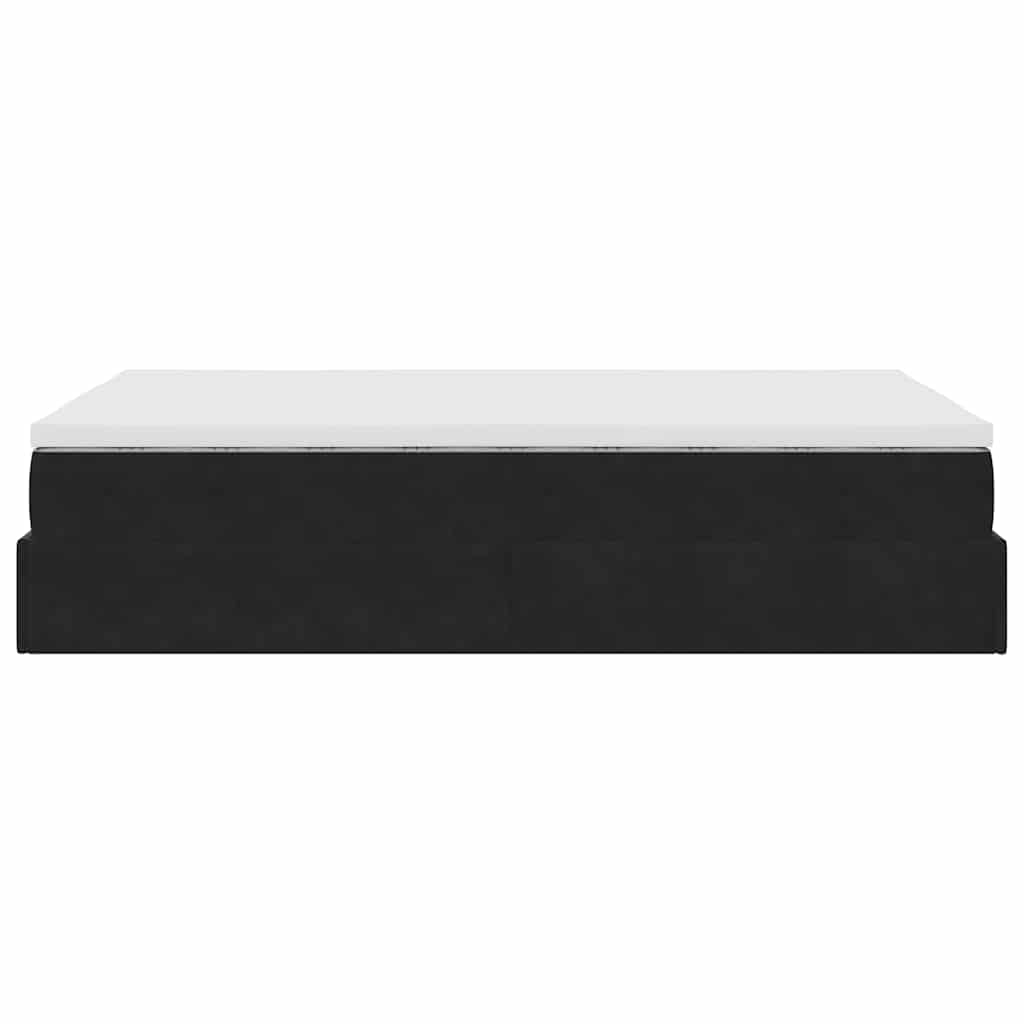 Struttura Letto Pouf con Materasso Nero 120x200 cm Velluto