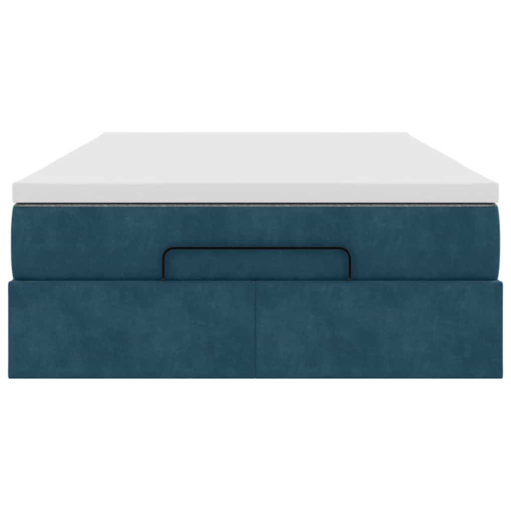 Struttura Letto Pouf con Materasso Blu Scuro 120x200 cm Velluto | homemem39