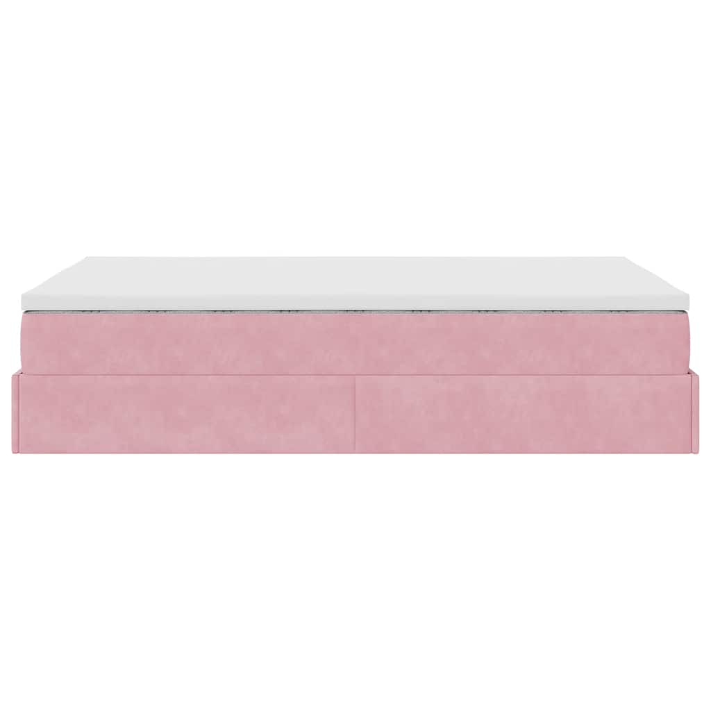 Struttura Letto Pouf con Materasso Rosa 120x200 cm Velluto