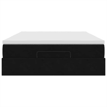Struttura Letto Pouf con Materasso Nero 140x190 cm in Velluto | homemem39
