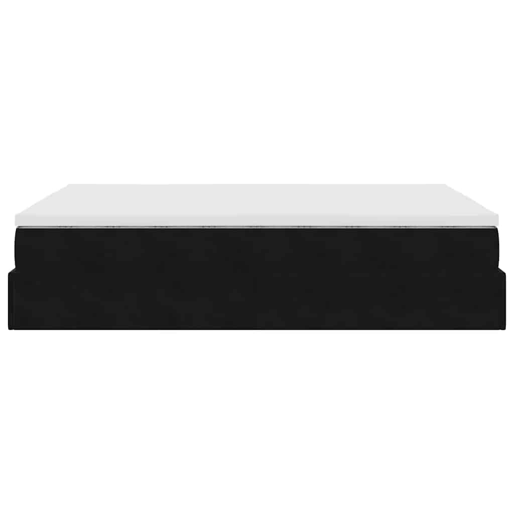 Struttura Letto Pouf con Materasso Nero 140x190 cm in Velluto | homemem39