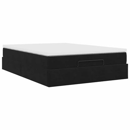 Struttura Letto Pouf con Materasso Nero 140x190 cm in Velluto | homemem39