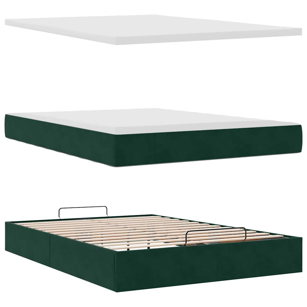 Struttura Letto Pouf con Materasso 140x190 cm in Velluto | homemem39