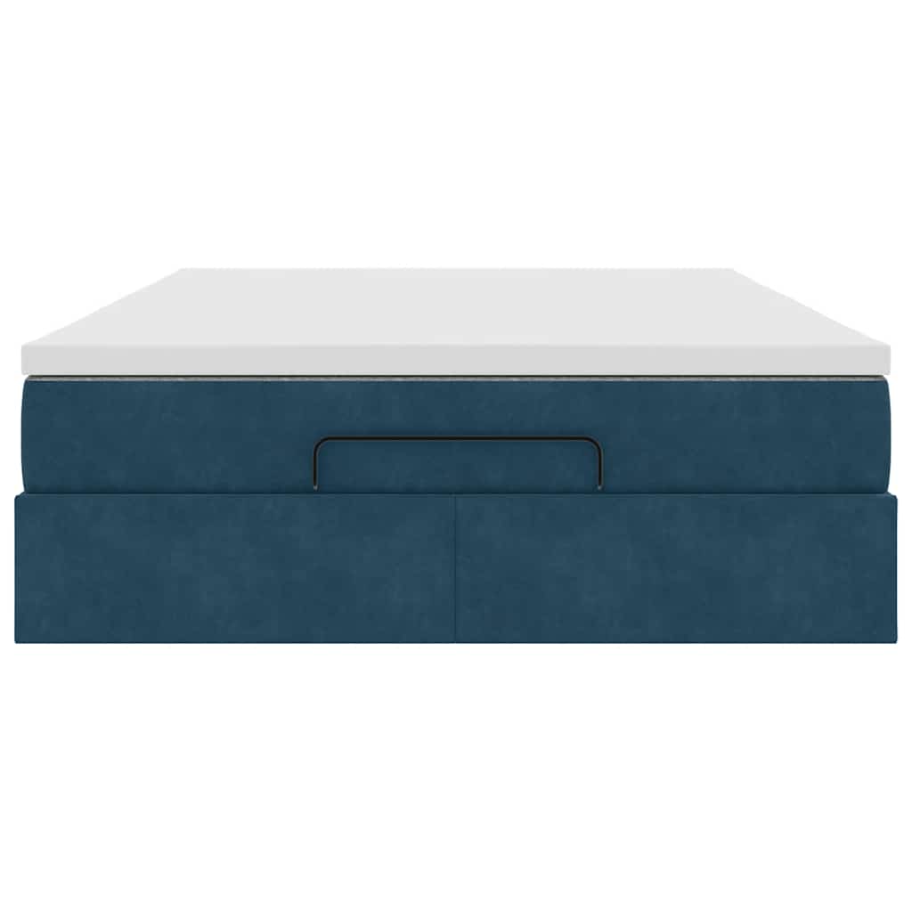 Struttura Letto Pouf con Materasso 140x190 cm in Velluto