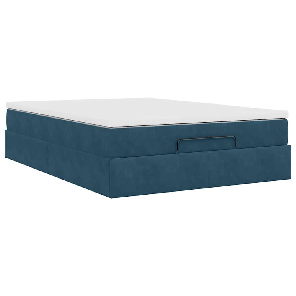Struttura Letto Pouf con Materasso 140x190 cm in Velluto