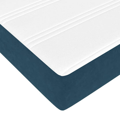Struttura Letto Pouf con Materasso Blu 140x200cm in Velluto