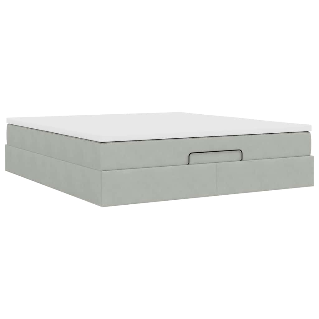 Struttura Letto Pouf con Materasso 160x200 cm in Velluto