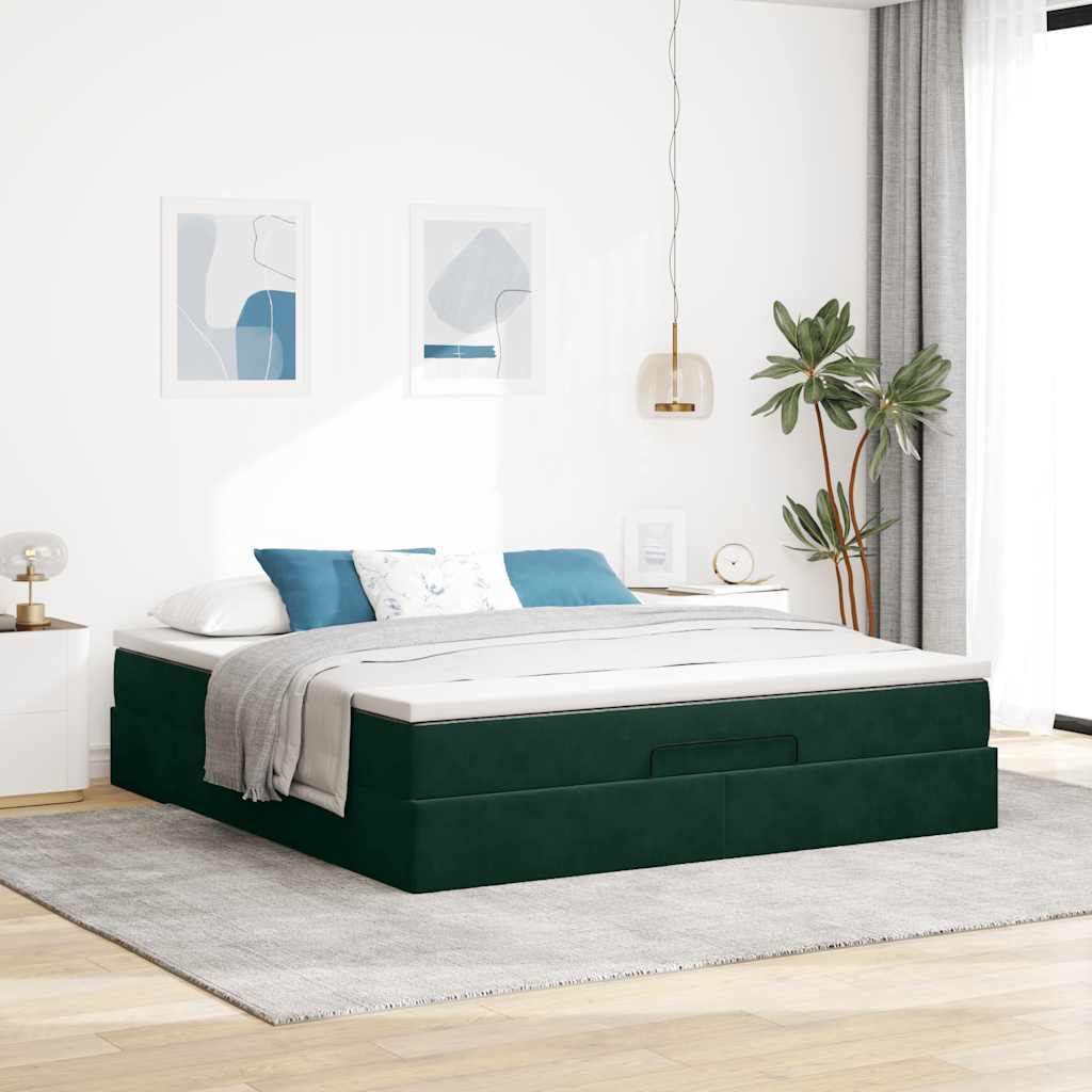 Struttura Letto Pouf con Materasso 160x200 cm in Velluto | homemem39