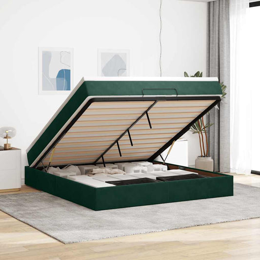 Struttura Letto Pouf con Materasso 160x200 cm in Velluto | homemem39