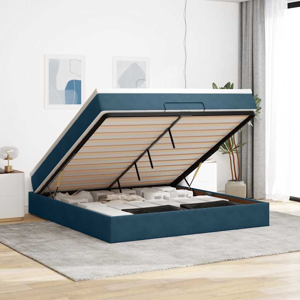 Struttura Letto Pouf con Materasso 160x200 cm in Velluto | homemem39