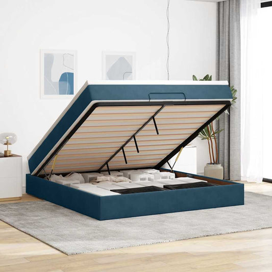 Struttura Letto Pouf con Materasso 160x200 cm in Velluto | homemem39
