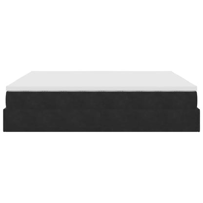 Struttura Letto Pouf con Materasso Nero 180x200 cm in Velluto