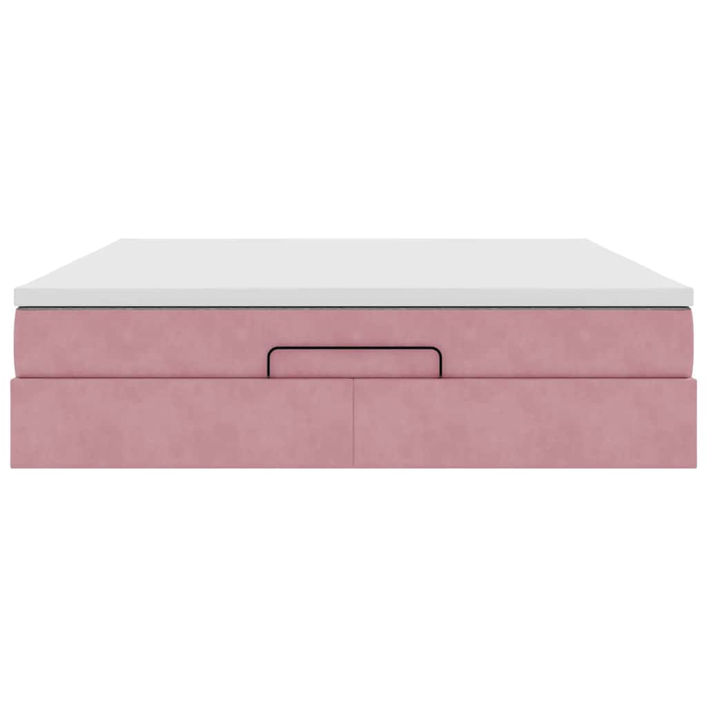 Struttura Letto Pouf con Materasso Rosa 180x200 cm in Velluto | homemem39