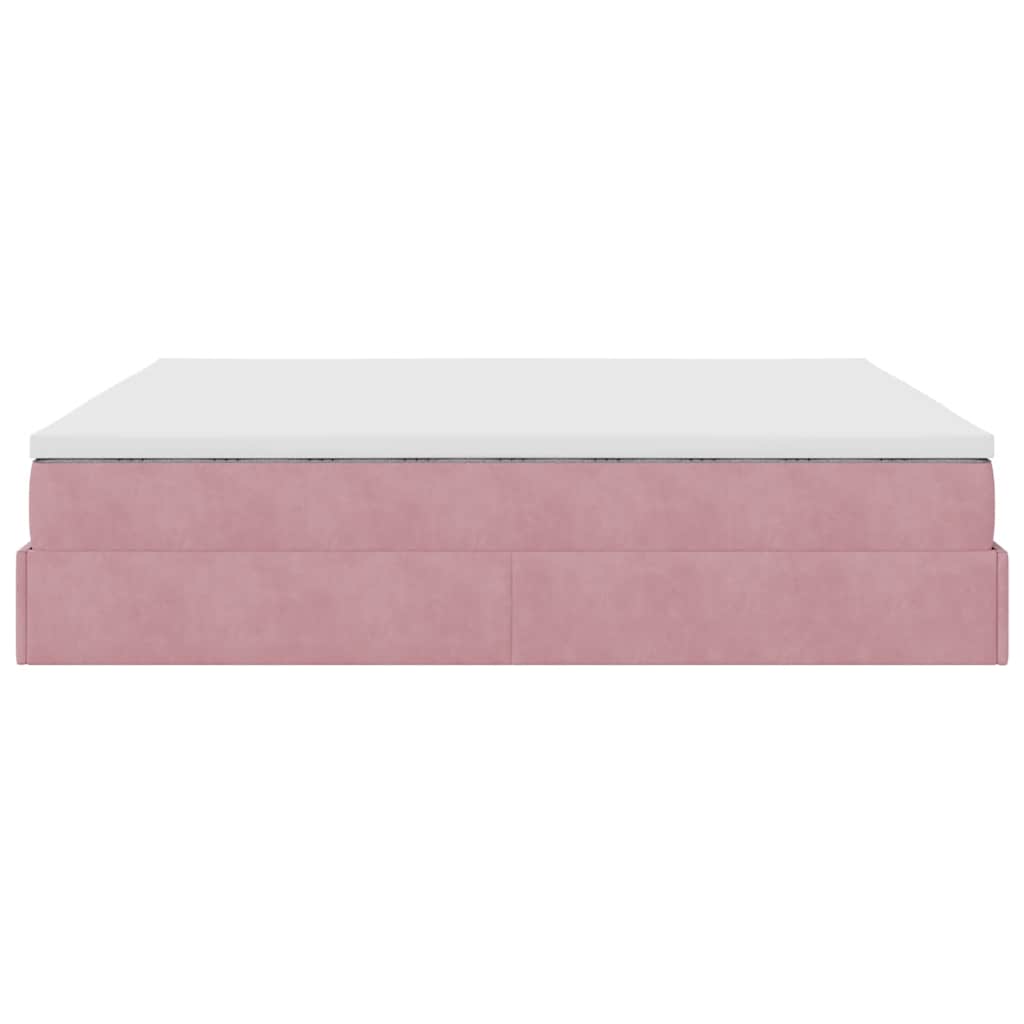 Struttura Letto Pouf con Materasso Rosa 180x200 cm in Velluto | homemem39