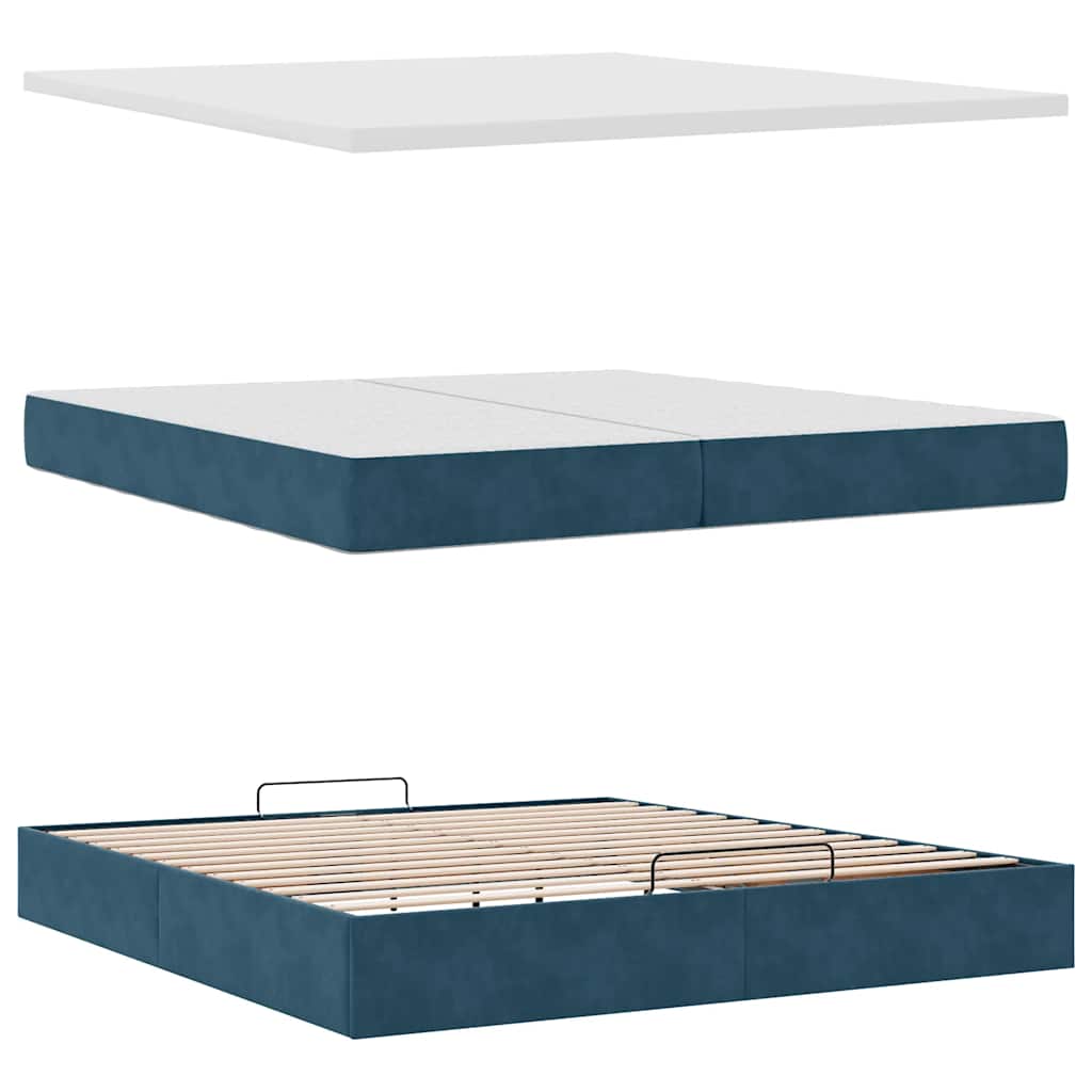 Struttura Letto Pouf con Materassi 200x200 cm Velluto