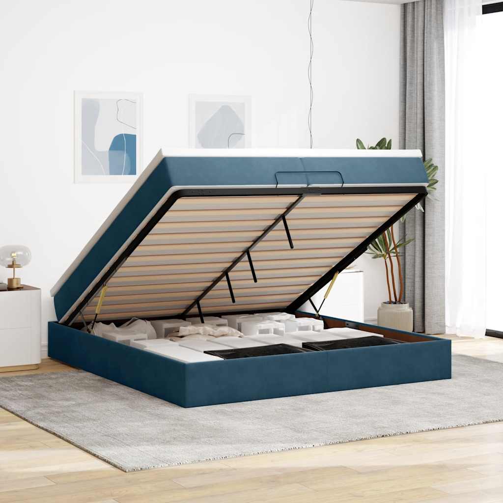 Struttura Letto Pouf con Materassi 200x200 cm Velluto
