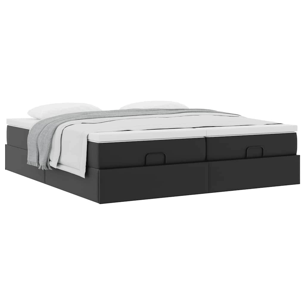 Struttura Letto Pouf con Materassi Nero 180x200 cm Similpelle | homemem39
