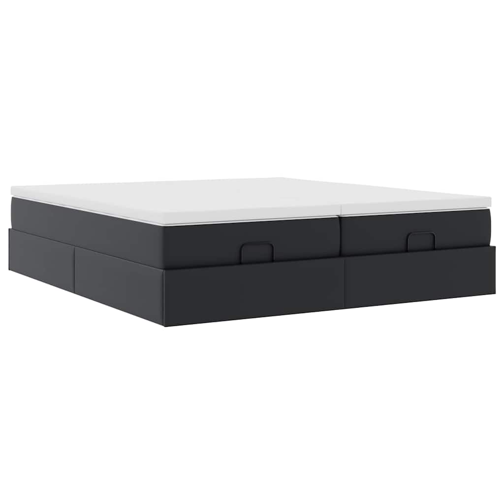 Struttura Letto Pouf con Materassi Nero 180x200 cm Similpelle | homemem39