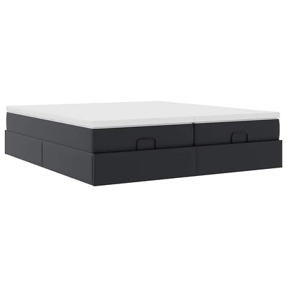 Struttura Letto Pouf con Materassi Nero 180x200 cm Similpelle | homemem39