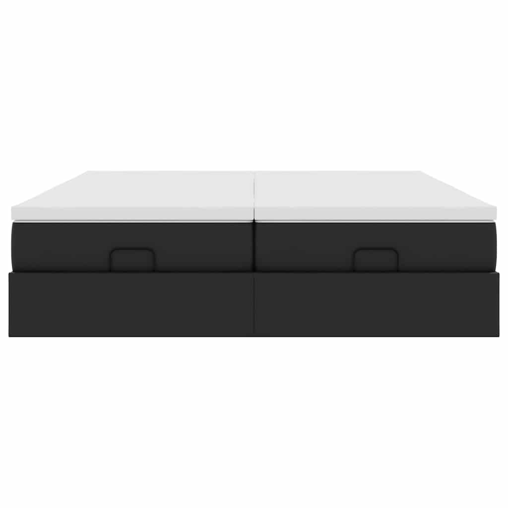 Struttura Letto Pouf con Materassi Nero 180x200 cm Similpelle | homemem39