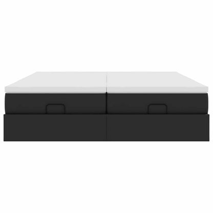 Struttura Letto Pouf con Materassi Nero 180x200 cm Similpelle | homemem39