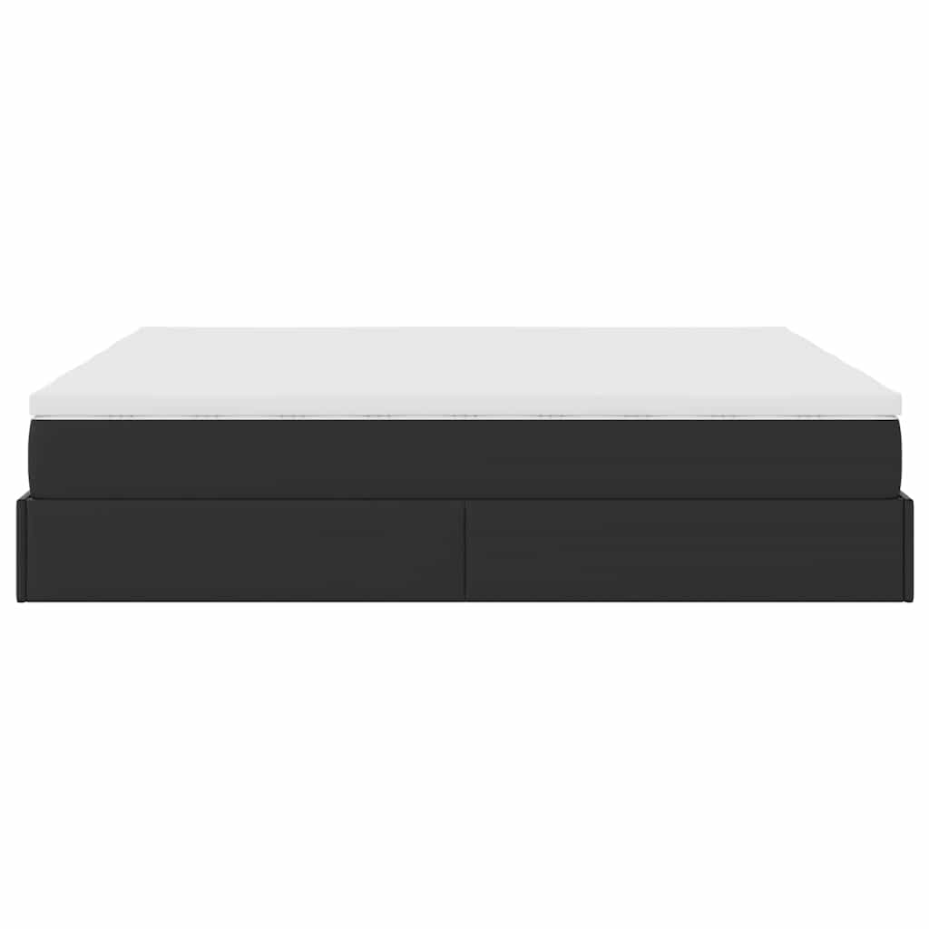 Struttura Letto Pouf con Materassi Nero 180x200 cm Similpelle | homemem39