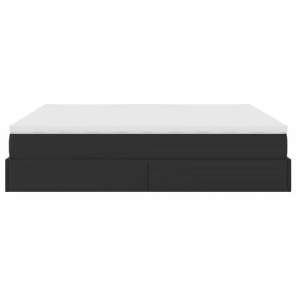 Struttura Letto Pouf con Materassi Nero 180x200 cm Similpelle | homemem39