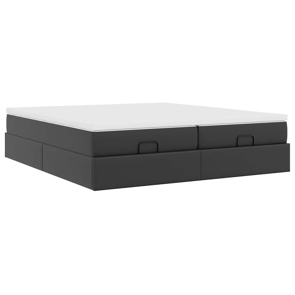 Struttura Letto Pouf con Materassi Nero 180x200 cm Similpelle | homemem39