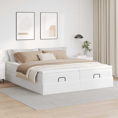 Struttura Letto Pouf con Materassi Bianco 180x200 cm Similpelle | homemem39