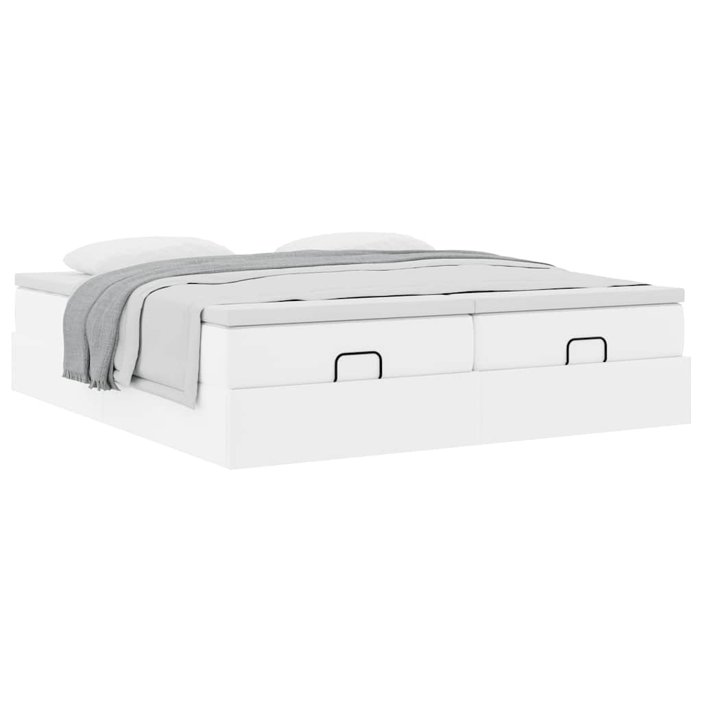 Struttura Letto Pouf con Materassi Bianco 180x200 cm Similpelle | homemem39