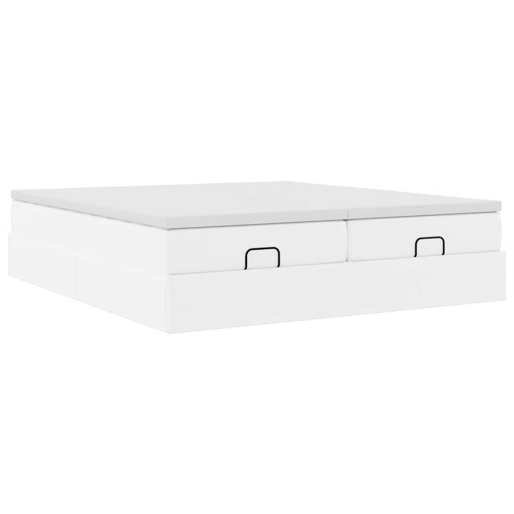 Struttura Letto Pouf con Materassi Bianco 180x200 cm Similpelle | homemem39