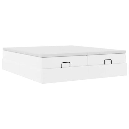 Struttura Letto Pouf con Materassi Bianco 180x200 cm Similpelle | homemem39