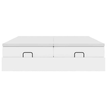 Struttura Letto Pouf con Materassi Bianco 180x200 cm Similpelle | homemem39