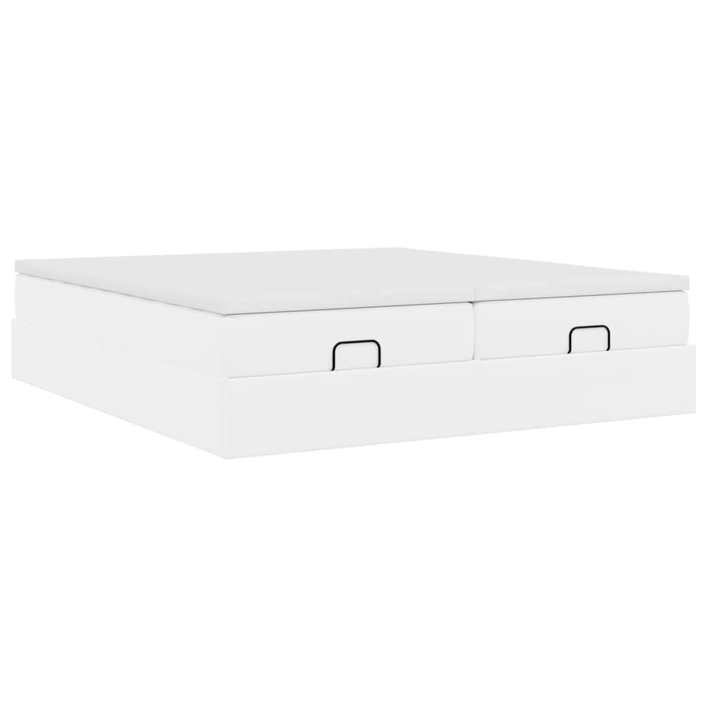 Struttura Letto Pouf con Materassi Bianco 180x200 cm Similpelle | homemem39