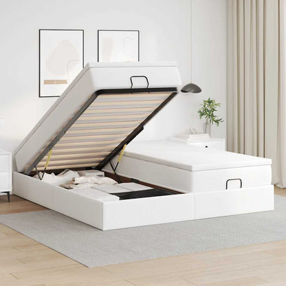 Struttura Letto Pouf con Materassi Bianco 180x200 cm Similpelle | homemem39