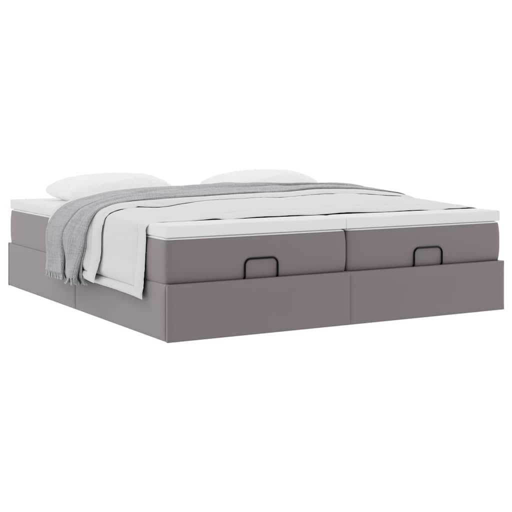 Struttura Letto Pouf con Materassi Grigio 180x200 cm Similpelle | homemem39