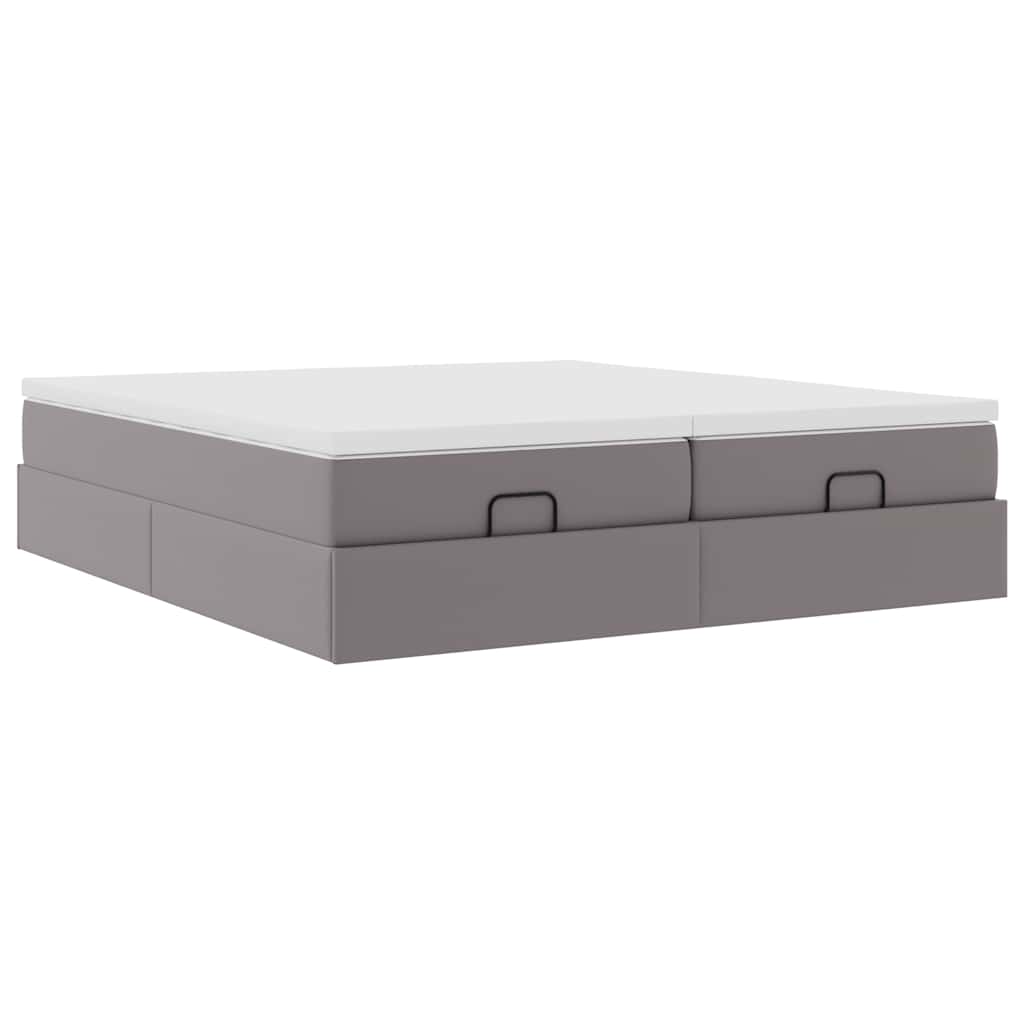 Struttura Letto Pouf con Materassi Grigio 180x200 cm Similpelle | homemem39