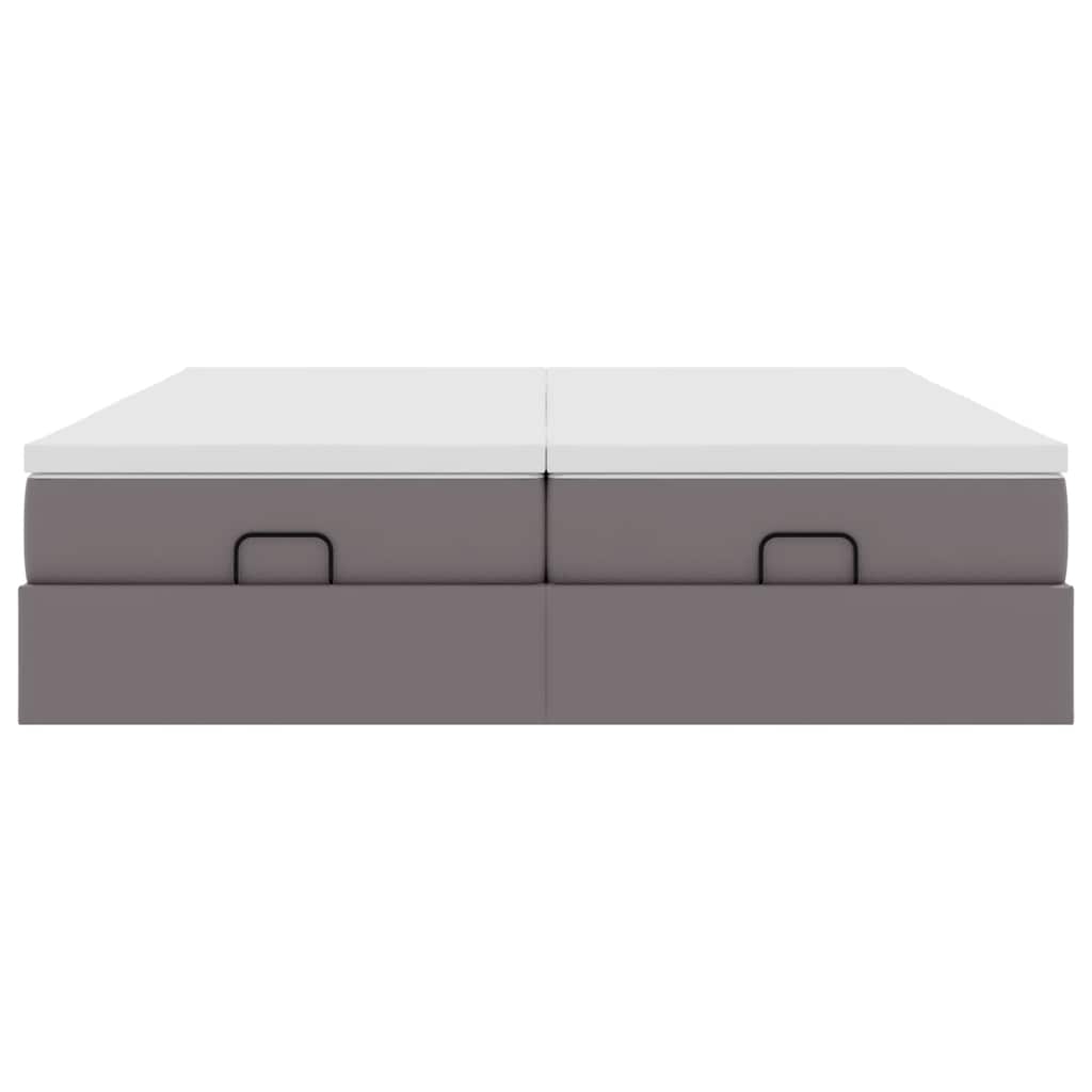 Struttura Letto Pouf con Materassi Grigio 180x200 cm Similpelle | homemem39