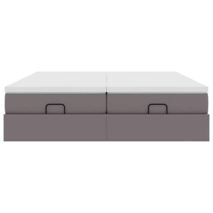 Struttura Letto Pouf con Materassi Grigio 180x200 cm Similpelle | homemem39