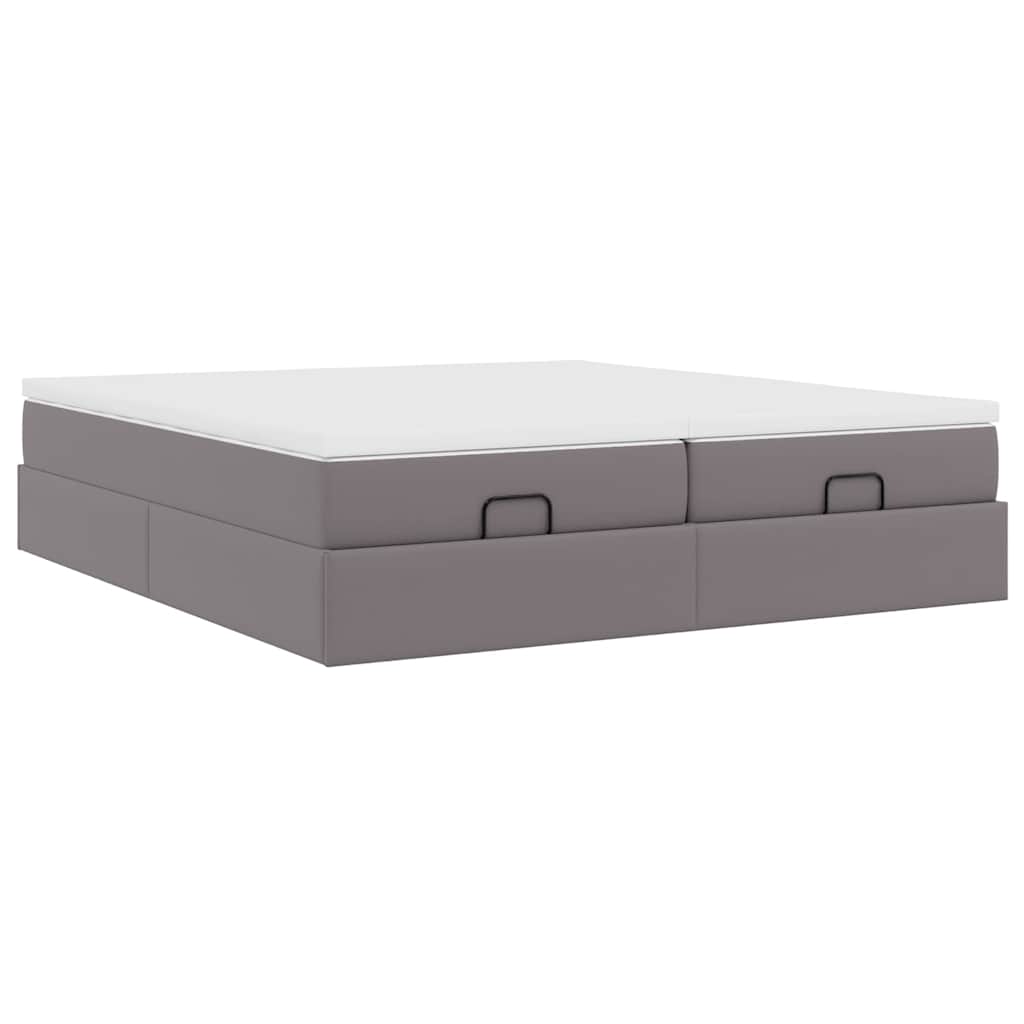 Struttura Letto Pouf con Materassi Grigio 180x200 cm Similpelle | homemem39