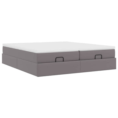 Struttura Letto Pouf con Materassi Grigio 180x200 cm Similpelle | homemem39