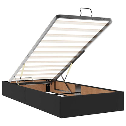 Struttura Letto Pouf con Materassi Nero 200x200 cm Similpelle - homemem39