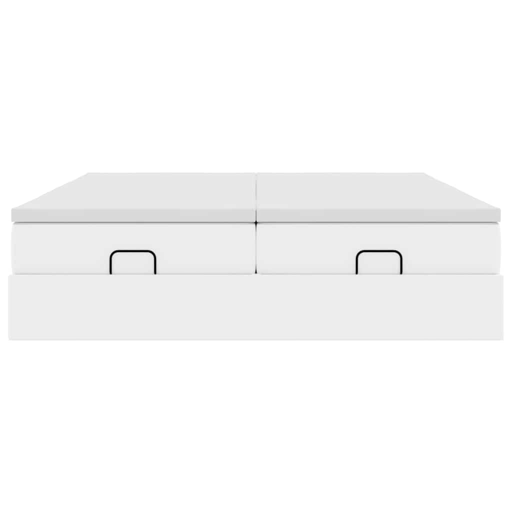 Struttura Letto Pouf con Materassi Bianco 200x200 cm Similpelle